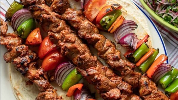 Grilled meat kebab